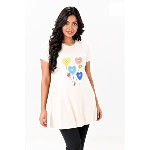 Essentials Heart Balloon Long Tee – Off White