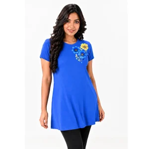 Essentials Blossom Cluster Long Tee – Royal Blue