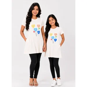 Essentials Heart Balloon Long Tee – Off White