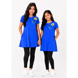 Essentials Blossom Cluster Long Tee – Royal Blue